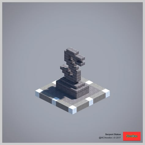 Serpent Statue Minecraft Simple Statue, Statues Minecraft Ideas, Minecraft Chunkworld, Minecraft Building Ideas Statues, Statue Minecraft Ideas, Minecraft Small Statue, Minecraft Statue Ideas, Serpent Statue, Minecraft Statue