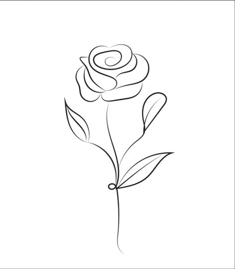 Rose Flower Line Art, Simple Rose Line Drawing, Minimalist Rose Drawing, Simple Rose Drawing Outline, Flower Line Art Simple, Line Art Rose Tattoo, Rose Simple Drawing, Modern Rose Tattoo, Minimalist Rose Tattoo