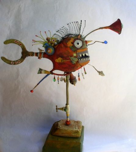 Gerard Collas -sculpteur -carennac brick-sculpture-assembly Ceramic Lessons, Plastic Ocean, Steampunk Animals, Found Object Art, Fish Sculpture, Kinetic Sculpture, Painting Collage, Found Art, Junk Art