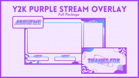 "Y2K Purple Twitch Overlays Full Package" Now available for you to use! Cute Twitch Overlay, Twitch Overlay, Packaging, Purple