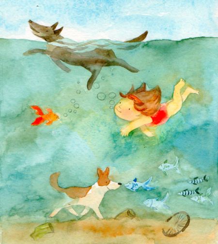 Under The Water, Dog Swimming, Life Aquatic, Advocate Art, Dog Beach, Beach Kids, Dog Illustration, Beach Time, Childrens Illustrations