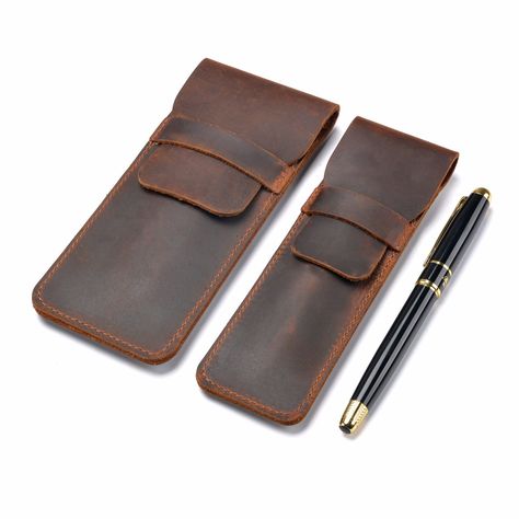 Handmade Genuine Leather Pen Bag Cowhide Pencil Bag Vintage Retro Style Accessories For Traveler's Notebook Free shipping Leather Pen Case, Leather Pencil Case, Handbags For School, Pen Bag, Pen Pouch, Pencil Bag, Pencil Bags, Genuine Leather Bags, Pencil Pouch