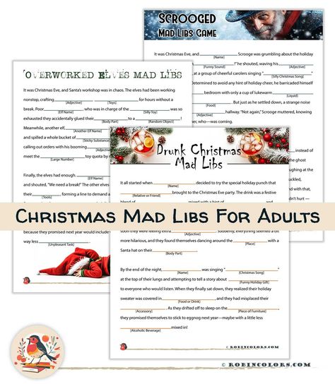 Hilarious Christmas Mad Libs for Adults – Free Printables Free Printable Mad Libs For Adults, Mad Libs For Adults Hilarious Free Printable, Christmas Mad Libs Free Printable, Free Printable Mad Libs, Mad Libs For Adults, Free Printable Christmas Games, Christmas Mad Libs, Bujo Printables, Christmas Song Trivia