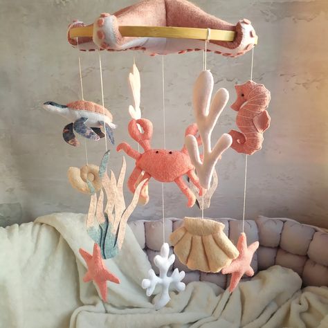 Nursery Baby Mobile,ocean Sea Baby Crib Mobile,turtle Starfish Crab Baby Mobile,sea Animals Mobile,nautical Baby Mobile,baby Girl Boy Mobile - Etsy Baby Room Ocean Theme, Sea Nursery Theme, Ocean Mobile, Ocean Themed Nursery, Boy Mobile, Sea Nursery, Dream Nursery, Mermaid Nursery, Ocean Nursery