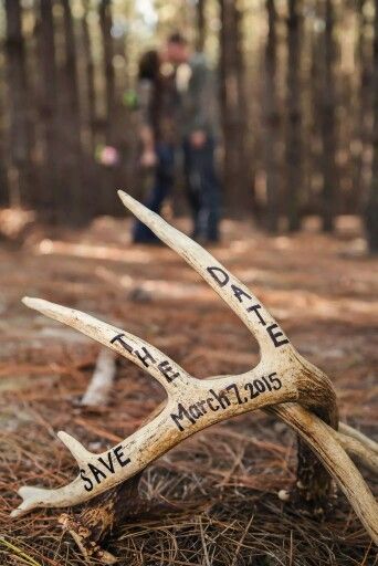 #deerhorns #savethedate #camo #engagement Camo Wedding Decorations, Country Wedding Pictures, Country Engagement Pictures, Hunting Wedding, Country Western Wedding, Antler Wedding, Western Themed Wedding, Engagement Photos Country, Country Theme Wedding