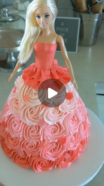 Cake-studio on Instagram: "Barbie Doll Cake #viralreels #cake #doll" Barbie Cake Rainbow Dress, Doll Cake Decoration, Barbie Dress Cake Ideas, Pink And Purple Barbie Cake, How To Make A Barbie Dress Cake, Doll Cake Videos, Doll Cake Design Birthday Parties, How To Make Barbie Cake, Doll Cakes Ideas Princess