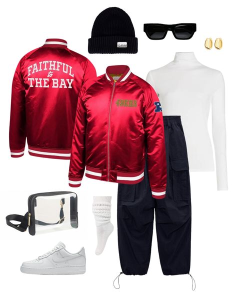 49ers Game Day Outfit Women, 49ers Game Day Outfit, 49ers Outfit Women, Ladies Outfit Ideas, 49ers Game Day, 49ers Outfit, 49ers Jacket, 49ers Game, Football Outfit