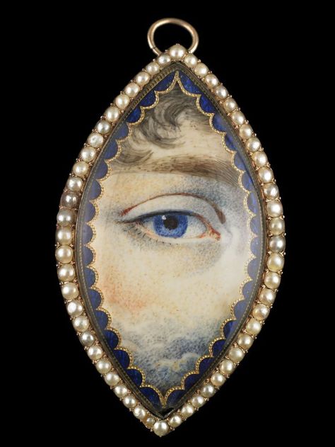 Portrait Jewelry, Lovers Eyes, Georgian Jewelry, Miniature Portraits, Historical Jewellery, Love Token, Jewelry Picture, Eye Pendant, Chatelaine