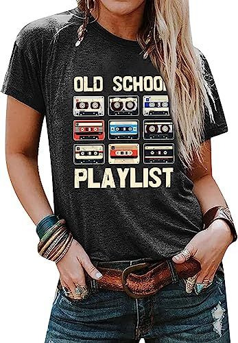 Retro 80s Tshirt for Women Cassette Tape Music Old School Playlist Shirt Vintage Graphic Tees Casual Loose Tops at Amazon Women’s Clothing store Music Tshirt, Cheap Retro T-shirt For Music Festival, 80s Shirts Women, 80s Tshirt Design Graphic Tees, Retro 80s Outfits, Vintage 80s Tshirts, 80’s Theme Tshirts, Cheap Summer Music-themed T-shirt, 80s Tshirts