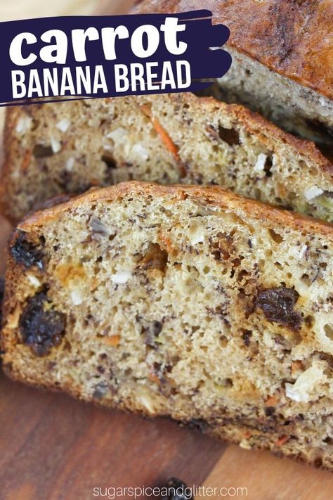 Carrot Banana Bread, Banana Carrot Bread, Carrot Cake Banana Bread, Cake Banana Bread, Cake Cravings, Breakfast Loaf, Carrot Banana Cake, Carrot Bread, Cake Banana