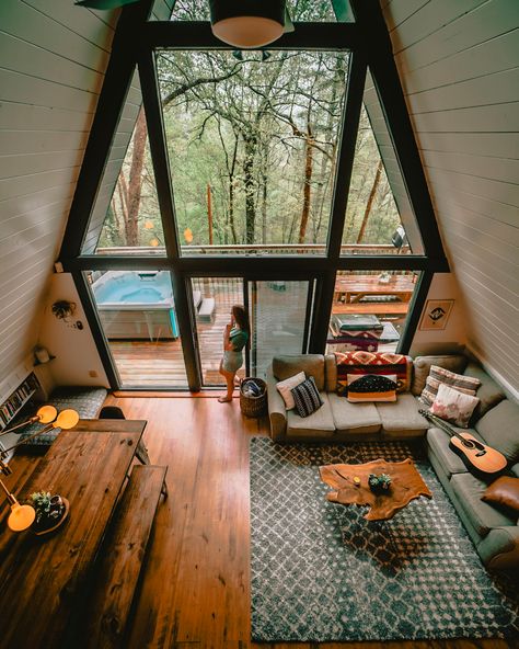 A Frame House Interior, A-frame Interior, Cabin Interior Design, Triangle House, A Frame Cabins, A Frame House Plans, Cabin Interiors, Cabin Living, A Frame Cabin