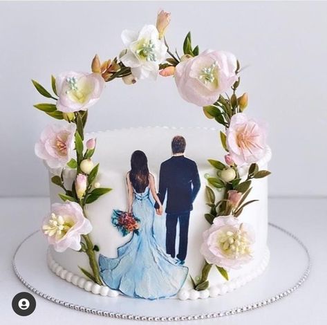 Marriage Anniversary Cake, Wedding Cake Designs Simple, Anniversary Cake Designs, Engagement Party Cake, Fancy Wedding Cakes, Wedding Shower Cakes, Happy Anniversary Cakes, Wedding Cake Display, Pretty Wedding Cakes