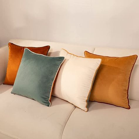 Square Cushion Case Solid Cushion Covers Modern Double-Colored Pillowcases for Home Couch Decoration Orange/Teal, Pillow Covers 18x18 Inch Set of 4 Couch Decoration, Teal Pillow Covers, Teal Pillow, Orange Couch, Orange Pillow Covers, Yellow Pillow Covers, Teal Pillows, Holiday Pillows Covers, Beige Pillow Covers