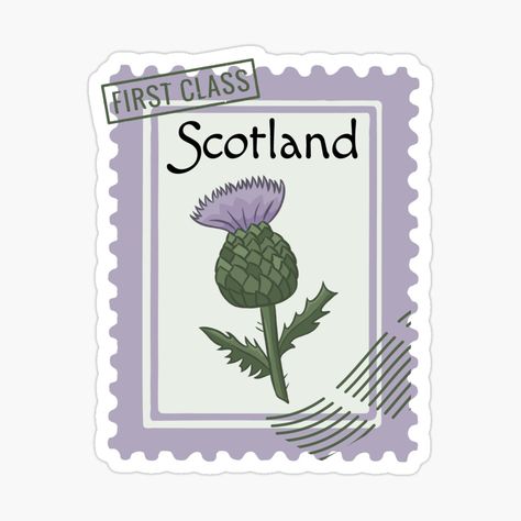 Scotland Symbols, Scotland Thistle, Thistles Art, Stamp Stickers, Postage Stamp Design, Thistle Flower, Stickers For Sale, Kawaii Stickers, Postage Stamp