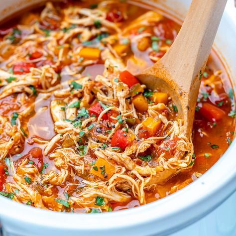 Crockpot Chicken Tortilla Soup | Clean Food Crush Cfc Recipes, Cleanfoodcrush Recipes, Crockpot Chicken Tortilla Soup, Chicken Tortilla Soup Crock Pot, Chicken Fajitas Crockpot, Chicken Tortilla Soup Recipe, Meal Ready To Eat, Chicken Tortillas Soups Recipe, Tortilla Soup Recipe