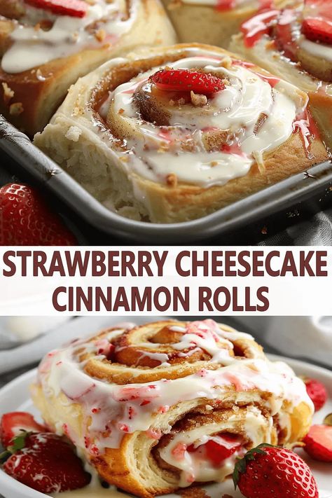 Strawberry Cheesecake Cinnamon Rolls Flavored Cinnamon Roll Recipes, Different Flavored Cinnamon Rolls, Cinnamon Roll Flavor Ideas, Cinnamon Rolls Flavors, Cinnamon Roll Cheesecake Recipes, Dessert Cinnamon Rolls, Strawberry Cheesecake Cinnamon Rolls, Flavored Cinnamon Rolls, Cinnamon Roll Flavors