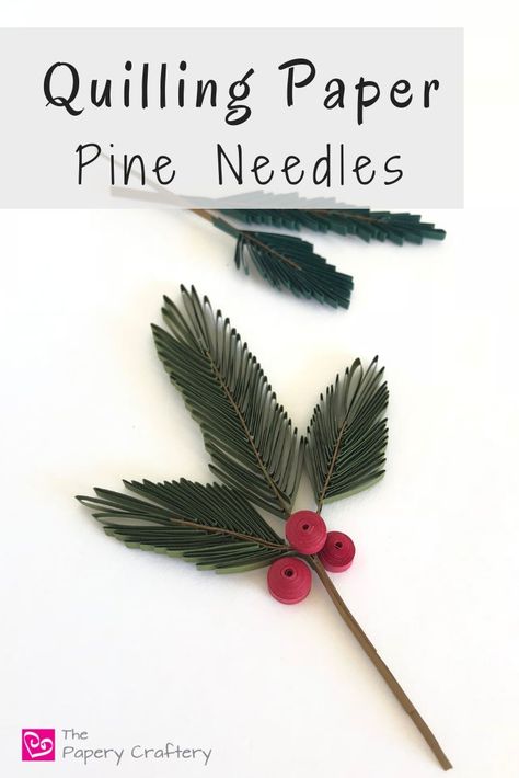 How to Make Quilling Paper Pine Needles ~ Start up those winter quilling crafts with easy fir branches || www.ThePaperyCraftery.com Quilling Clouds, Quilled Leaves, Animal Paper Craft, Quilling Leaves, Paper Craft Ideas For Kids, Craft For Beginners, Quilled Roses, Quilling Instructions, Quilling Comb