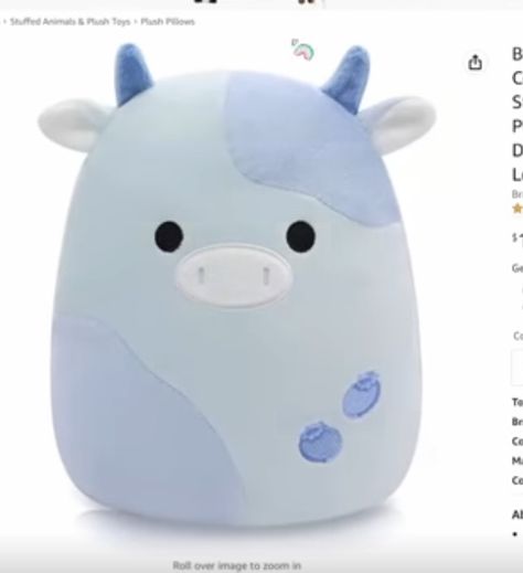 Blue Cow Squishmallow, Blueberry Cow Squishmallow, Cow Squishmallow Collection, Blueberry Squishmallow, Squash Mallows, Blue Squishmallow, Cow Plushies, Room Preppy, Cow Squishmallow