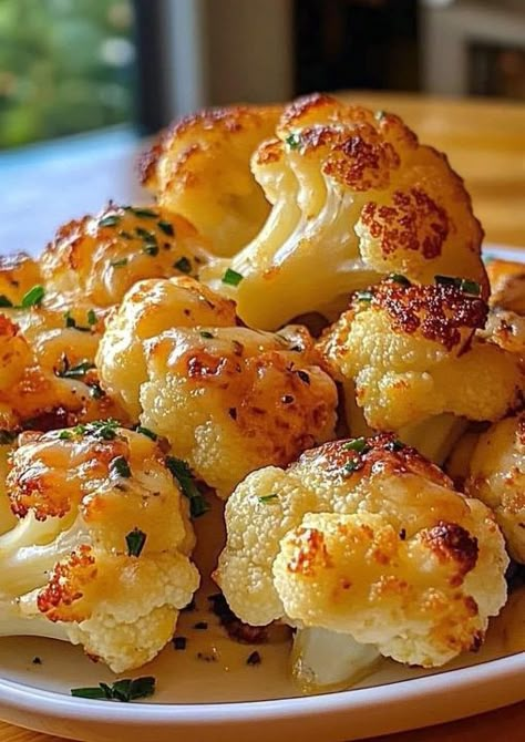 Baked Cauliflower Tastes Better Than Meat! Crispy Roasted Cauliflower. Garlic Parmesan Cauliflower, Roasted Side Dishes, Parmesan Cauliflower, Cauliflowers, Roasted Cauliflower Recipes, Cauliflower Dishes, Sides Veggies, Cauliflower Recipe, Roasted Vegetable Recipes