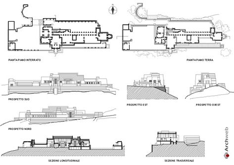 Ennis House 2D - F. Lloyd Wright house Ennis House, Frank Lloyd Wright Style, Frank Lloyd Wright Usonian, Falling Water House, Robie House, Arch House, House Decor Modern, Water House, Vintage House Plans