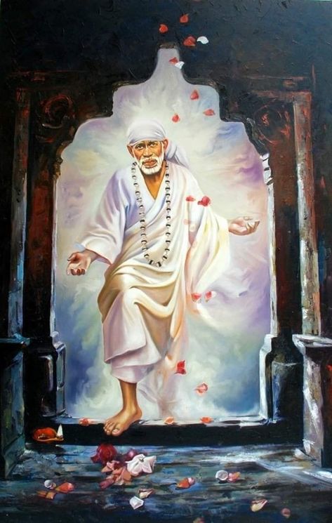 Saibaba Painting, Meditation Art Spirituality, Goddess Kali Images, साईं बाबा, Sai Baba Hd Wallpaper, Shirdi Sai Baba Wallpapers, Ram Ji, Sai Baba Pictures, Ancient Indian Architecture