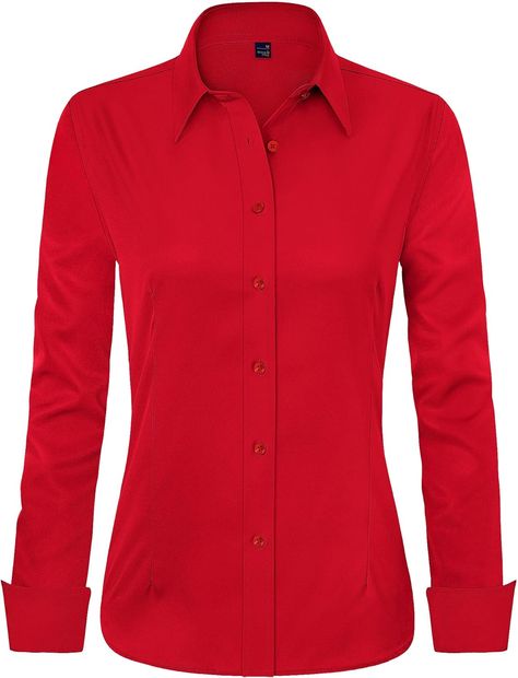 Limited time deal $23.39 (10% Off)(List price: $25.99) J.VER Womens Dress Shirts Long Sleeve Button Down Shirts Wrinkle-Free Solid Work Blouse Shirt Wrinkles, Business Casual Shirts, Plain Dress, Dress Shirts For Women, Poplin Shirt, Work Blouse, Polished Look, Cotton Poplin, Women Long Sleeve