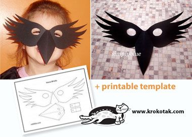 CROW MASK for My Little Fledgling Costumes Faciles, Raven Mask, Crow Mask, Diy Paper Christmas Tree, Crow Costume, Bird Costume, Children Activities, Bird Masks, Origami Stars