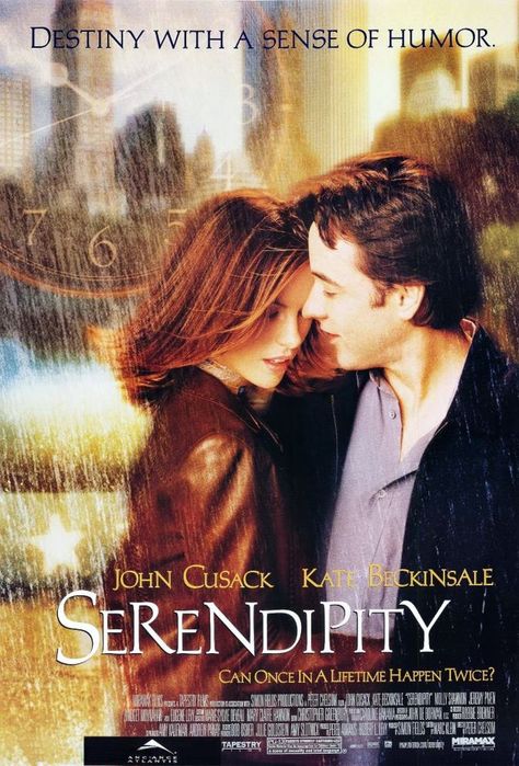 "Serendipity" movie poster, 2001. Serendipity Movie, Tam Film, Best Romantic Comedies, Chick Flick, John Cusack, Bridget Moynahan, Favourite Movie, Movies Worth Watching, Madly Deeply