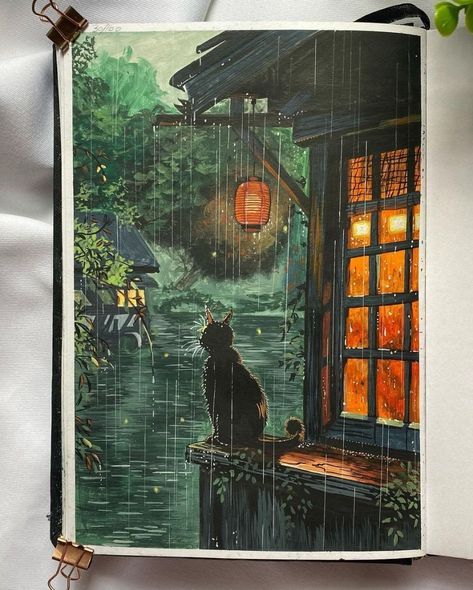 Best Acrylic Painting, Gouache Fantasy Art, Gouache Painting Ideas Inspiration, Guache Ideas, Gouche Paint Ideas, Cute Gouache Painting, Gouache Art Inspiration, Ghibli Gouache, Guache Art Gouache Painting