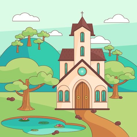 Free vector hand drawn church building i... | Free Vector #Freepik #freevector #church-building #church #illustrations #hand-drawn-illustration Ideal Community Drawing, Ideal Community, Building Illustration, Church Building, Drawn Illustration, Vector Hand, Doodle Art, Hand Drawn, Vector Free