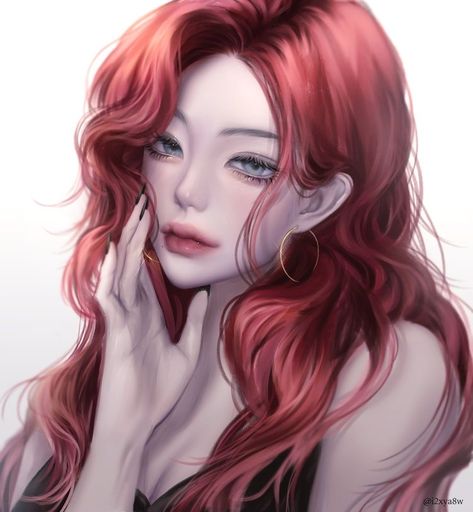 Anime Red Hair, 심플한 그림, Short Red Hair, Red Hair Woman, 얼굴 그리기, Girls With Red Hair, Different World, Girl Short Hair, Digital Art Anime