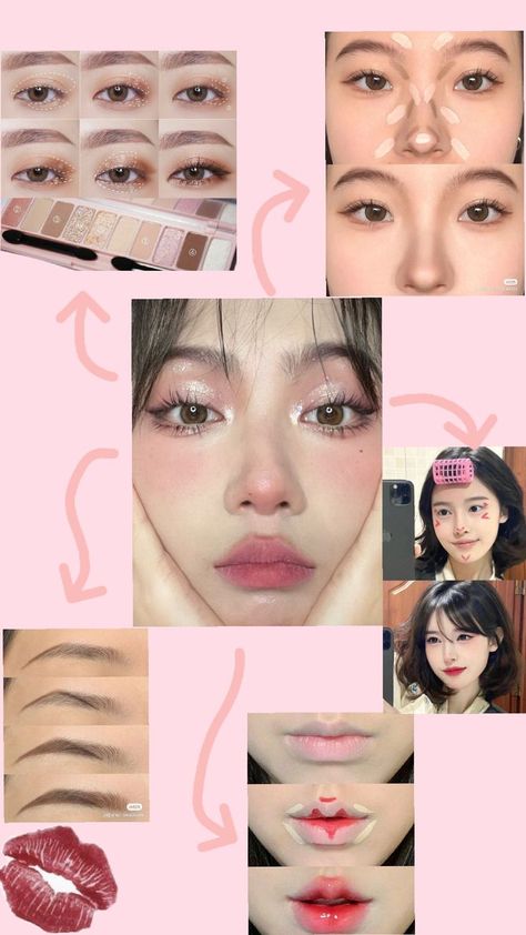 Korean makeup tutorial 💓 Korean Makeup Tutorials, Makeup Tut, Korean Makeup, Makeup Tutorial, Makeup, Make Up