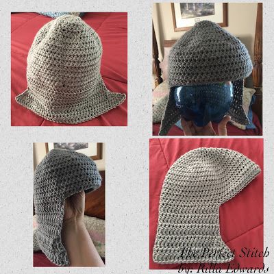 Crochet Knight Chainmail Hat/Helmet - costume, dress-up  --The Perfect Stitch...: Chainmail Hat/Helmet Crochet Armor, Crochet Knight Helmet Pattern Free, Crochet Chainmail, Crochet Knight Hat, Crochet Helmet Hat, Crochet Knight Helmet, Crochet Viking Helmet With Beard, Crochet Knight, Knight Chainmail