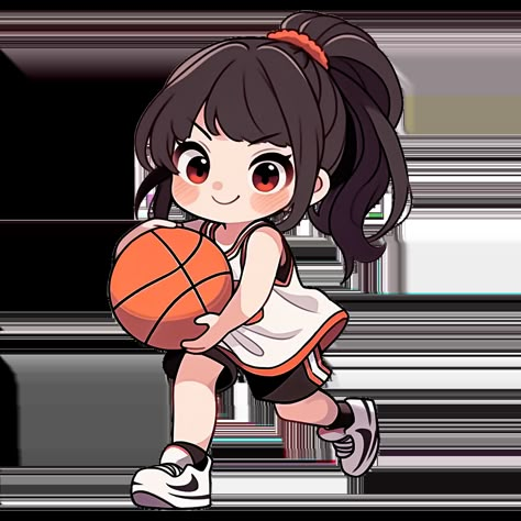 Kawaii Basket, Kawaii Basketball, Basketball Doodle, Basketball Illustration, Girl Basketball, Basketball Clipart, Basketball Girl, Simplistic Wallpaper, Basketball Anime