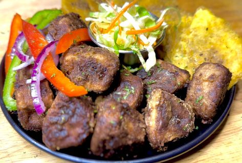 Vegan Haitian Recipes: Griot & Pikliz Haitian Recipes, Vegan Plate, Canned Jackfruit, Pork Seasoning, Sour Orange, Haitian Food Recipes, Vegan Main Dishes, Meat Substitutes, Pickled Vegetables