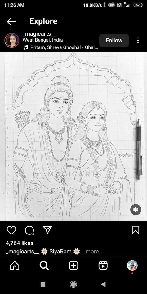 Shri Ram Canvas Painting, Shri Krishna Drawing Sketch Art, Sitaram Drawing, Ram Sita Sketch, Indian Gods Drawing, Sita Ram Drawing, Ram Sita Drawing Sketch, Shri Ram Painting, Shri Krishna Sketch