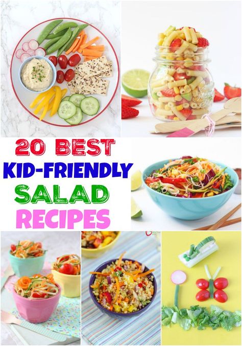 I’ve been looking for some inspiration for all things salad and there are so many beautiful and interesting recipes out there to try. And so in a bid to help you get your kids eating salad too, I’ve put together a list of my Top 20 Kid-Friendly Salad Recipes to save you the trouble of scouring the internet! #saladrecipes #saladideas #foodforkids #kidfriendlysalads Kid Friendly Pasta Salad, Kid Friendly Salad Recipes, Pasta Salad For Kids, Kid Friendly Salad, Salads For Kids, Easy Family Recipes, Fussy Eaters, Easy Pasta Salad, Easy Meals For Kids