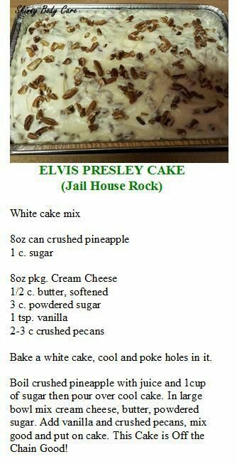 Elvis Recipes, Elvis Cakes, Elvis Presley Cake, Crumpet Recipe, March Food, Festival Foods, Rock Cake, Celebrity Recipes, Poke Cakes