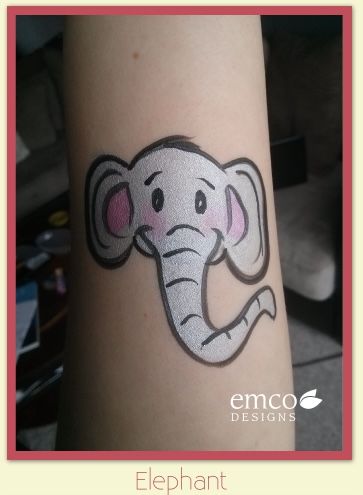 Elephant Face Painting, Safari Face Paint, Elephant Face Paint, Simple Face Paint Designs, Jungle Animal Face Paint Easy, Elephant Facepainting, Jungle Face Paint Kids, Jungle Theme Face Painting, Notan Design