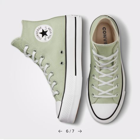 Sage Green Converse, High Top Platform Converse, Cute Converse Shoes, Shoe Converse, Womens High Top Shoes, Cute Converse, Shoes For School, Chuck Taylor All Star Lift, High Top Shoe