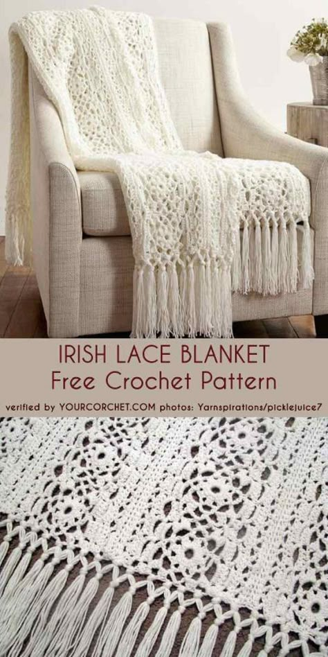 Lace Blanket, Crochet Throws, Irish Lace Crochet Pattern, Irish Crochet Motifs, Crochet For Beginners Blanket, Crochet Blanket Afghan, Crochet Lace Pattern, Your Crochet, Irish Lace Crochet