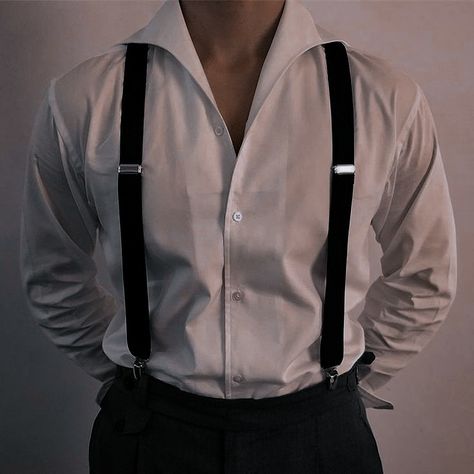 Men Aesthetic Outfits, Divine Rivals, Suspenders Outfit, Uni Fashion, White Suspenders, Black And White Suit, Gilbert Blythe, Fits Aesthetic, Stylish Men Casual