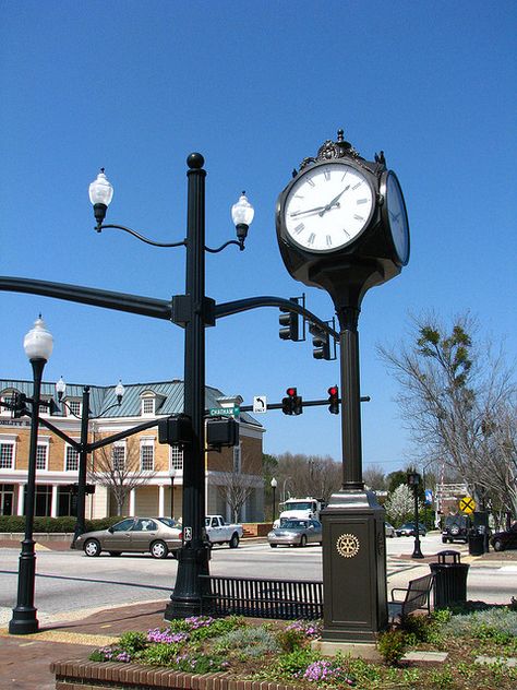 Cary, North Carolina Cary North Carolina, Living In North Carolina, Usa Trip, Lamp Posts, Southern States, Western Nc, North Carolina Homes, Cary Nc, Unique Clocks