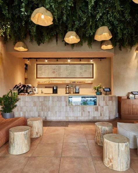 Cafe Modern Interior Design, Health Cafe Interior, Beach Coffee Shop Design, Earthy Cafe Design, Organic Cafe Design, Health Cafe Design, Cafe Interior Wall Design, Natural Cafe Design, Earthy Cafe Interior Design