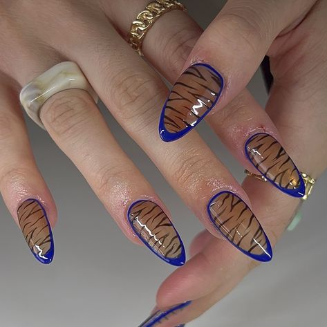 🫐🐅🫐🐅🫐 inspo: @nailsxanalysse @zoifish • • #nails #nailsofinstagram #nailart #nail #nails💅 #nailinspo #nailinspiration #nailsdesign #naildesigns #nailtech #nailartist #nashville #acrylicnails #nashvillenails #nashvillenailtech #nailsoftheday #nailsofinsta #nailsofnashville #explore #explorepage #explorepage✨ #nailedbyshev #trending #trendynails #nailsnailsnails #wildnails #tigernails #bluenails #printnails #almondnails Zoifishh Nails, Funky Nails, Nail Inspo, Nashville, Nail Art, Nails, Nail Arts