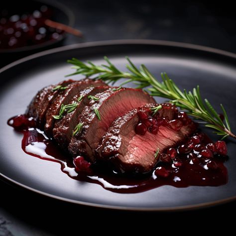 Napa Home Chef | Discover Redwood Forest Syrah-Roasted Venison, Juniper Berry Jus. Elevate your meals with a valley chef's touch and Napa elegance. Savor Napa, Bite by Bite. Winter Fine Dining Dishes, New York Food Recipes, Acotar Recipes, Gourmet Christmas Dinner, Juniper Berry Recipes, Acotar Food, Jus Recipe, Rabbit Recipe, Fennel Slaw