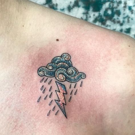 Lightning And Rain, Rain Tattoo, Storm Tattoo, Lightning Tattoo, Favorite Tattoos, Thunder And Lightning, Traditional Tattoos, Storm Clouds, Tiny Tattoos