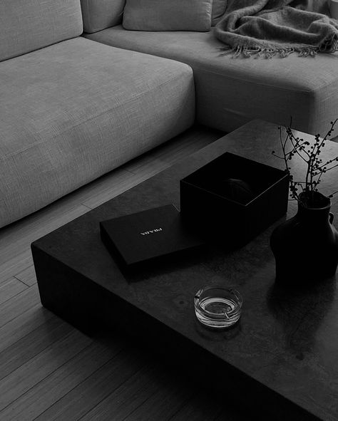 Calm Aesthetic Dark, Dark Minimalist Aesthetic, Black Modern House, Minimalist Bedroom Men, Outdoor Ashtray, Black Bedroom Design, Cleaning Inspiration, Black Home, Ceiling Fan In Kitchen