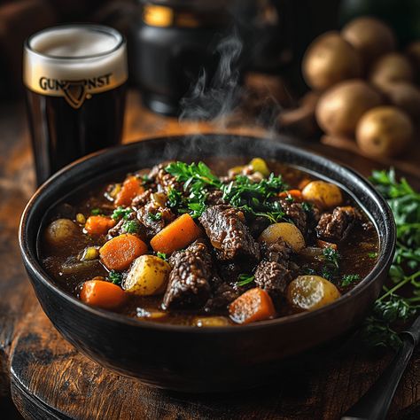 A hearty Guinness Beef Stew warms chilly evenings, but its delightful flavors will leave you craving the comforting recipe—discover the secrets inside! Beef Srew, Rich Beef Stew, Crockpot Chicken And Gravy, Guinness Stew, Guinness Beef Stew, The Stew, Favorite Soups, Paella Recipe, Hearty Casseroles