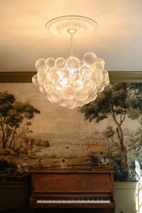 Visual Comfort Bubble Chandelier, Designer Light Fixtures, Gold And Glass Chandelier, Cozy Chandelier, Bubble Light Chandelier, Bubble Light Fixture, Bubbles Chandelier, Eclectic Light Fixtures, Cool Chandeliers